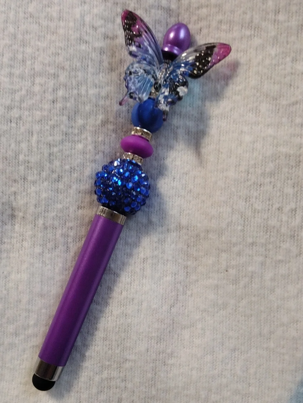 Purple Butterfly Crystal Stylus Pen - Decorative Home Office Accessory